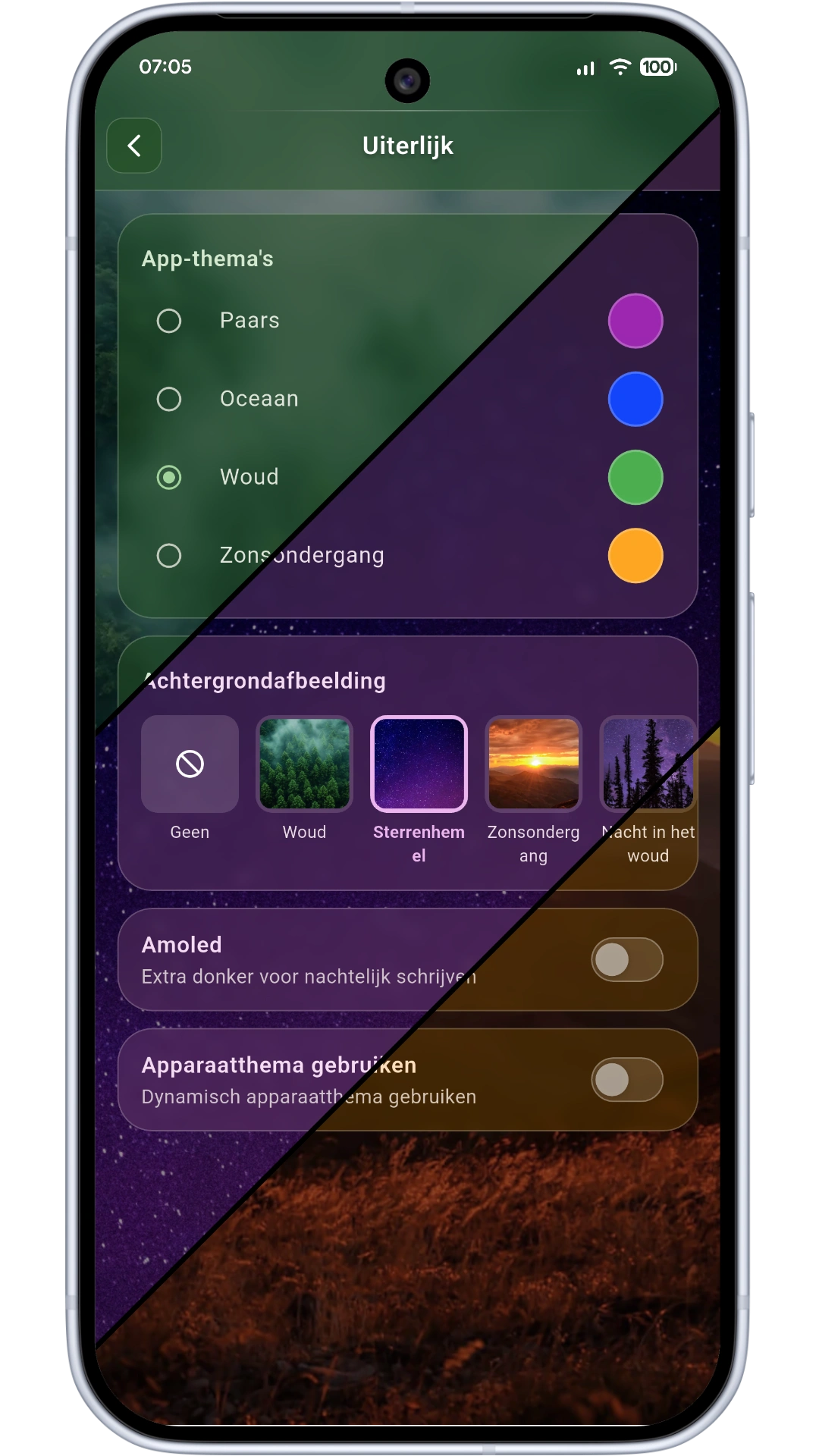 Customizable theming screen