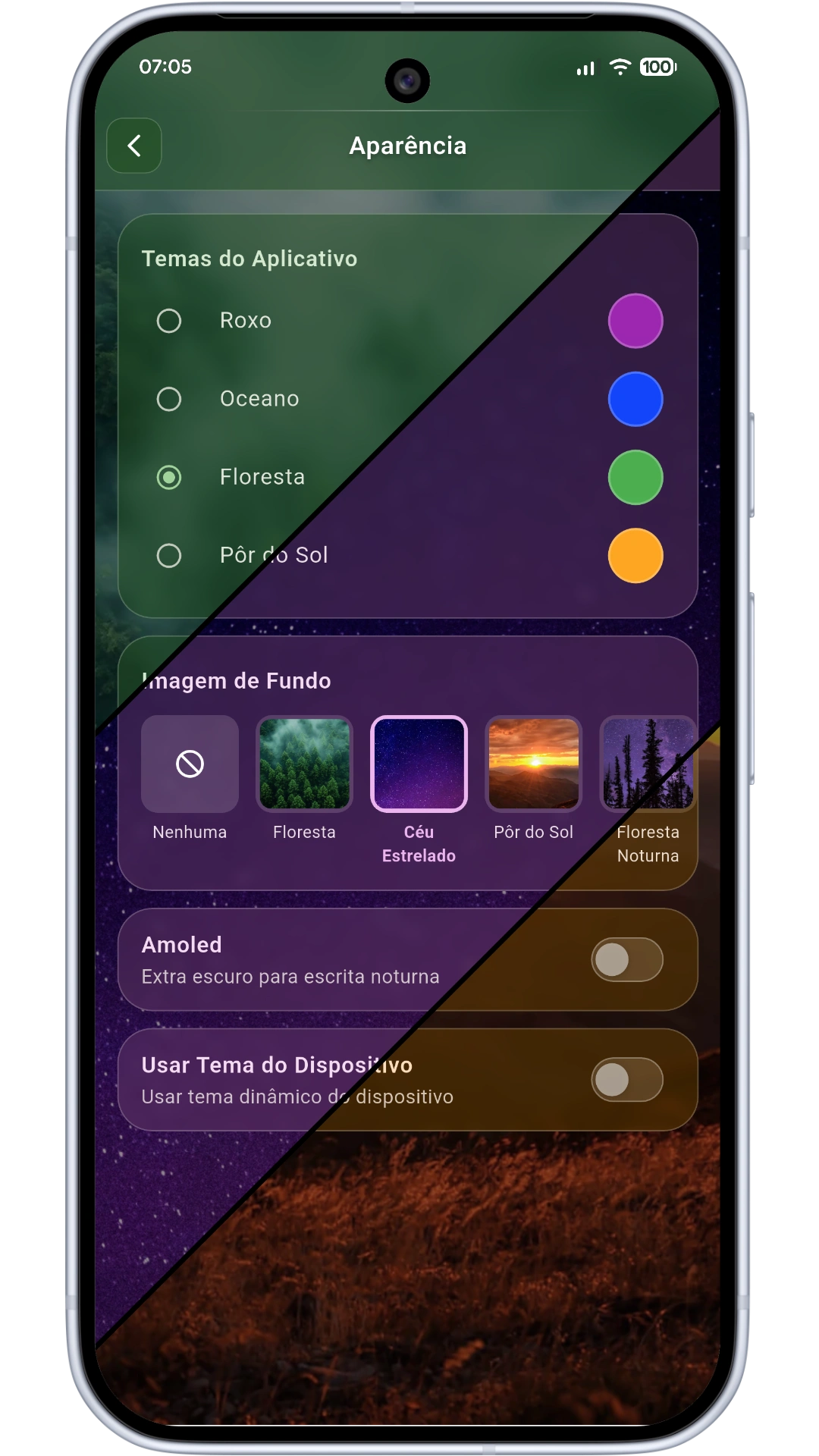 Customizable theming screen